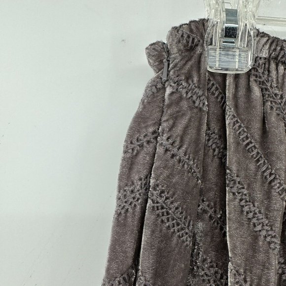 J Jill Gray Velvet Maxi Skirt sz 14 Embroidered Lagenlook BOHO Gray - Picture 7 of 11